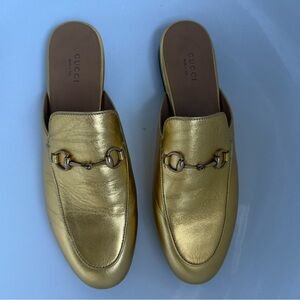 Gucci Women's Gold Leather Mules